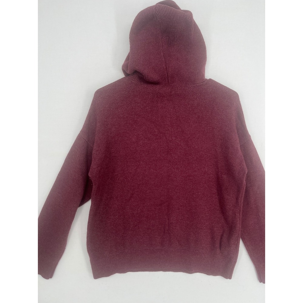 Marled Reunited Clothing Burgundy Knit Sweater Hoodie Kangaroo Pocket Size L